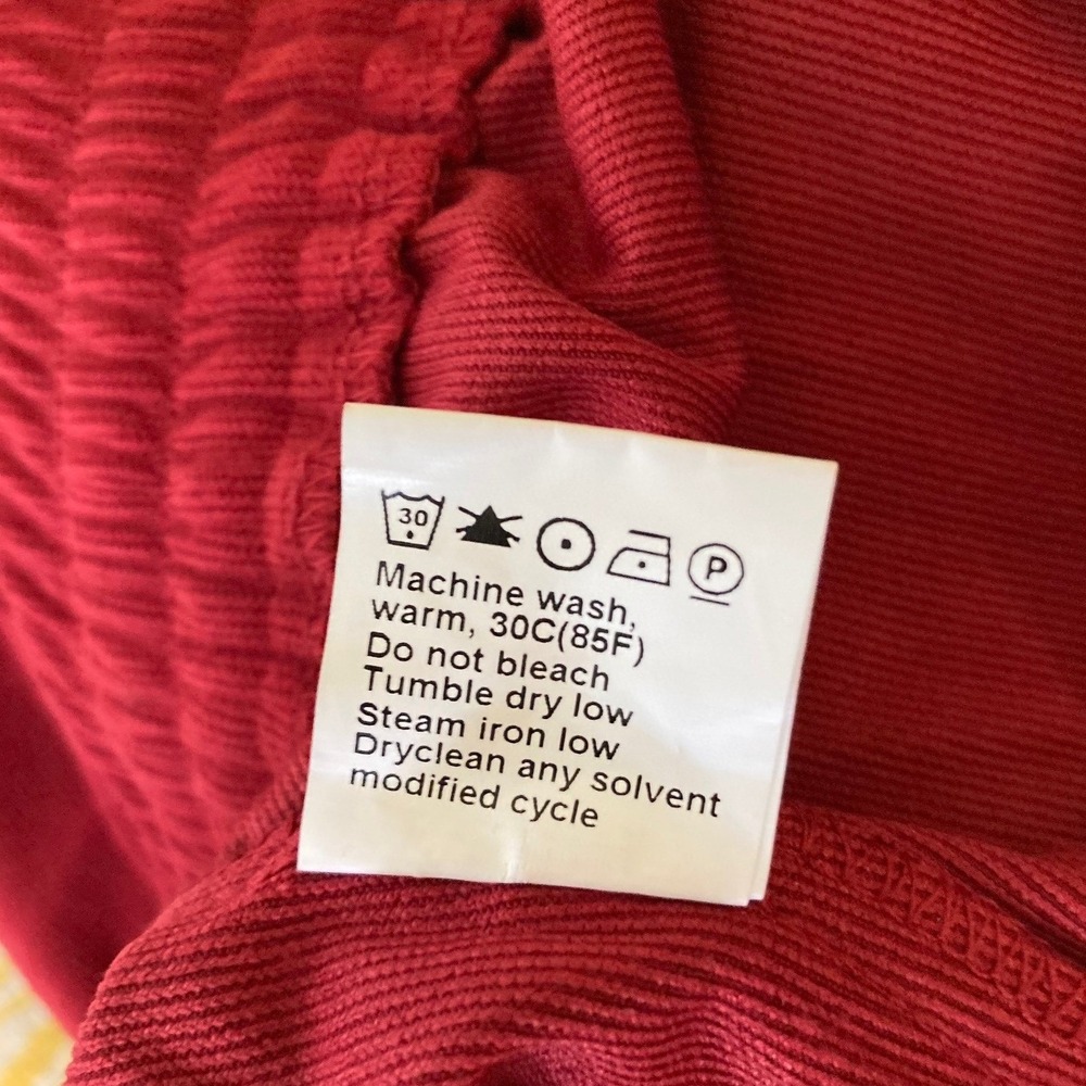 Red Corduroy Wide Leg Pants XL New Relaxed Cozy Loungewear Boho Streetwear - Picture 5 of 6